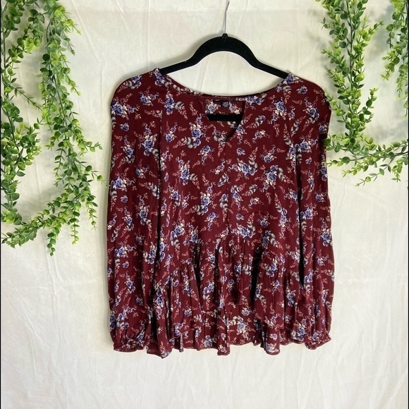 🦅 American Eagle Floral Peasant Top - Size M - Picture 1 of 2